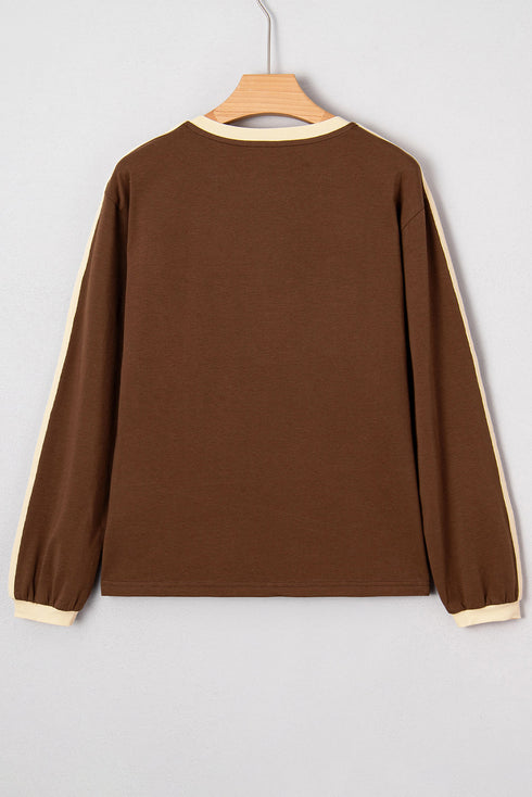 Varsity Stripe Ringer Crewneck Long Sleeve Top
